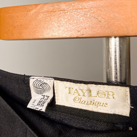 ❄️ 80s Vintage Black  Minimalist High-Waist Straight Slitted Wool Midi Skirt - Picture 7 of 7